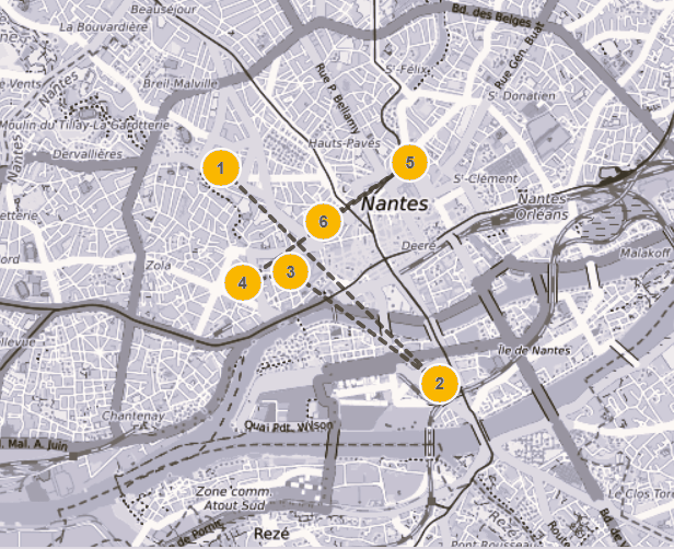 Carte de Nantes avec repères